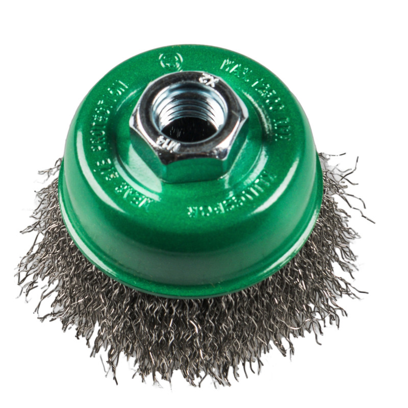 Perie cupa, cu alezaj, pentru decapare otel /inox, M14, Klingspor BK 600 W, diametru 100 mm