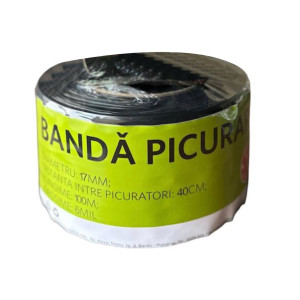 Banda pentru irigatii prin picurare Grunman, 6 mil, D 17 mm, distanta orificii 40 cm, rola 100 m