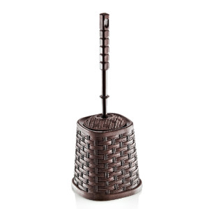 Perie WC Rattan, plastic, maro / bej / alb / gri, 14.7 x 14.7 x 40 cm