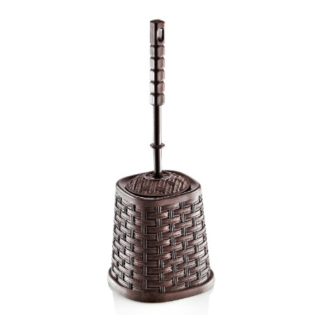 Perie WC Rattan, plastic, maro / bej / alb / gri, 14.7 x 14.7 x 40 cm