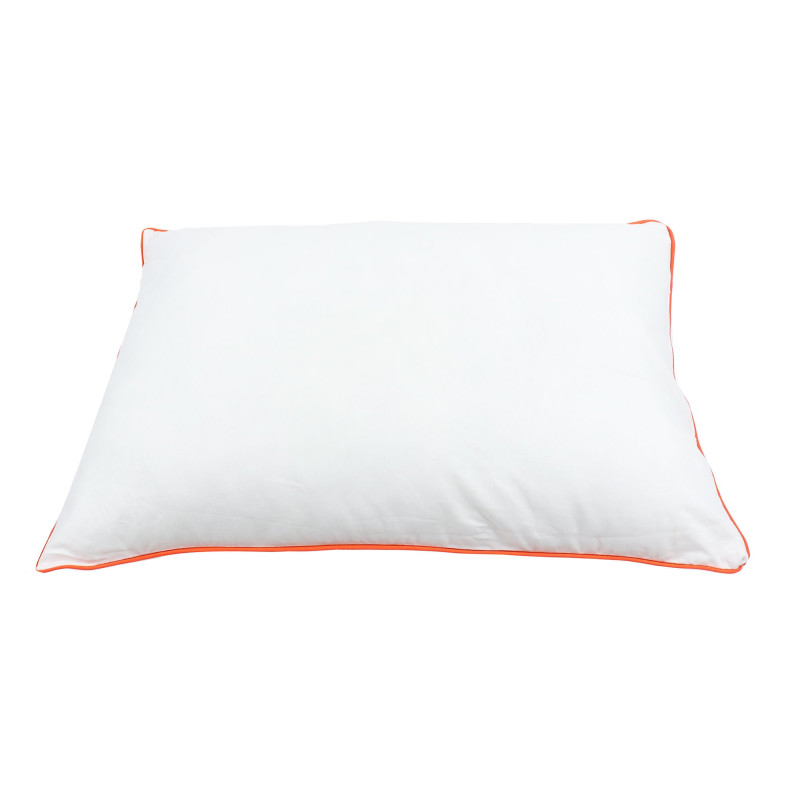 Perna pentru dormit Caressa, cu snur, fibra siliconica + bumbac, alba, 50 x 70 cm