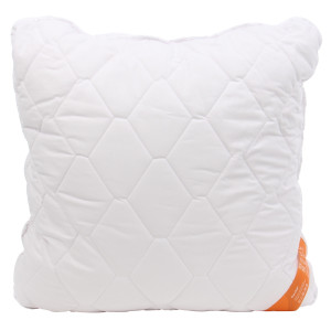 Perna pentru dormit Caressa, matlasata, fibra poliester siliconizata + bumbac, alb, 70 x 70 cm