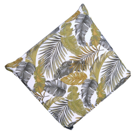 Perna scaun Botanica, bumbac + poliester, gri + verde, 40 x 40 x 4 cm