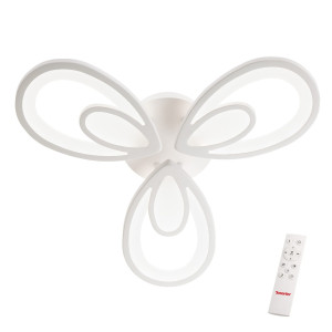Plafoniera LED Lotus 05-963, 49W, 7700lm, lumina calda / neutra / rece, cu telecomanda, alba , moderna