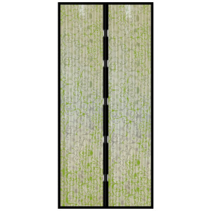 Plasa protectie insecte / tantari cu inchidere magnetica, Floral, pentru usi, poliester, alb + verde, 100 x 210 cm