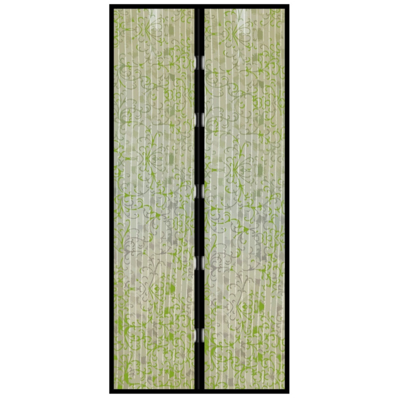 Plasa protectie insecte / tantari cu inchidere magnetica, Floral, pentru usi, poliester, alb + verde, 100 x 210 cm