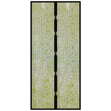 Plasa protectie insecte / tantari cu inchidere magnetica, Floral, pentru usi, poliester, alb + verde, 100 x 210 cm