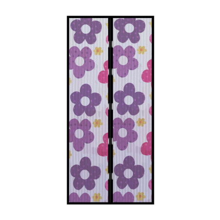 Plasa protectie insecte / tantari cu inchidere magnetica, Flori color, pentru usi, poliester, multicolor, 100 x 210 cm