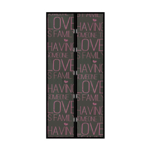 Plasa protectie insecte / tantari cu inchidere magnetica, Love, pentru usi, poliester, negru + roz, 100 x 210 cm