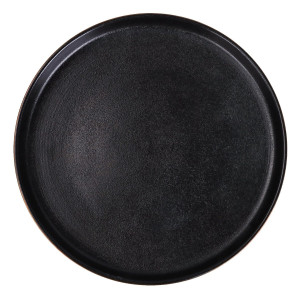 Platou rotund pentru pizza D4115, portelan, negru, 25.5 cm