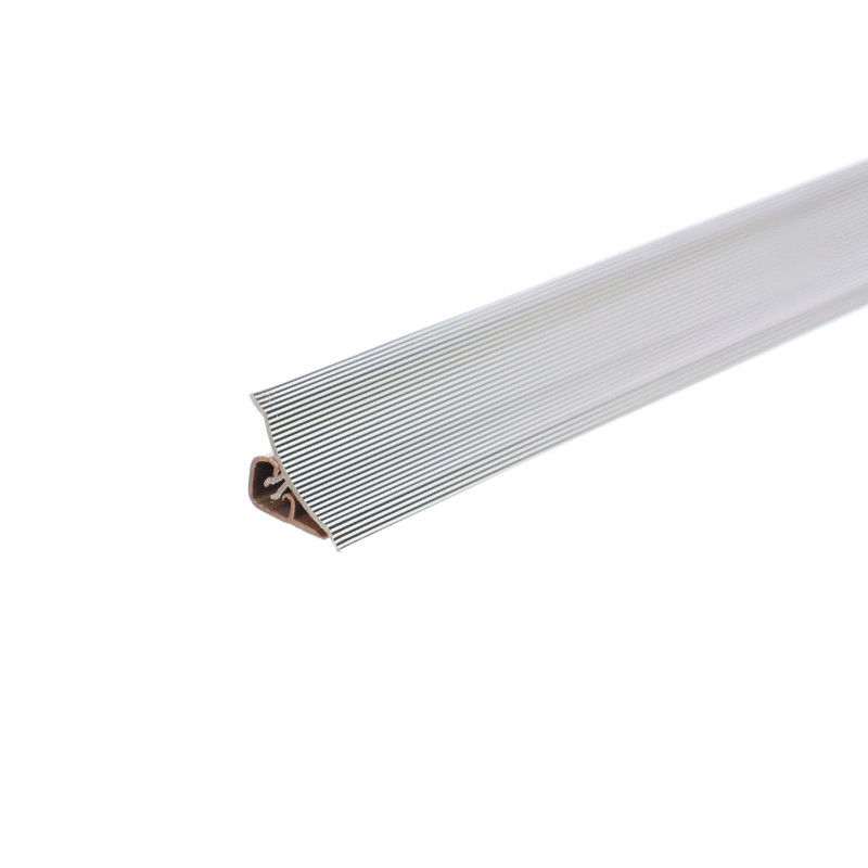Plinta PVC pentru blat baie sau bucatarie, Korner, aluminiu striat, cu margini flexibile cauciucate, 23 mm, 3 m