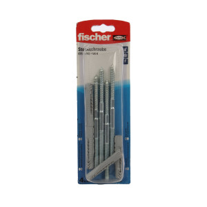 Prezon lemn / metal, Fischer STS, din otel, 8 x 140 mm + diblu nylon, UX 10, set 4 bucati