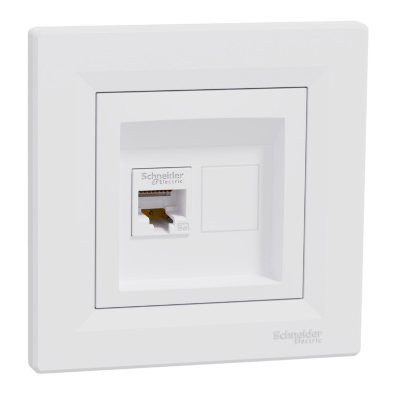 Priza internet Asfora EPH4300121, RJ45 cat 5E, incastrata, rama inclusa, alba