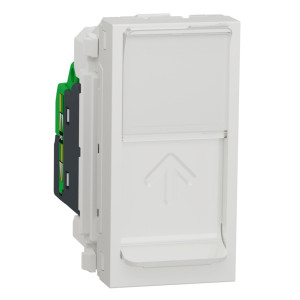 Priza internet Noua Unica NU341018, RJ45 cat. 5, 1 modul, incastrata, alba