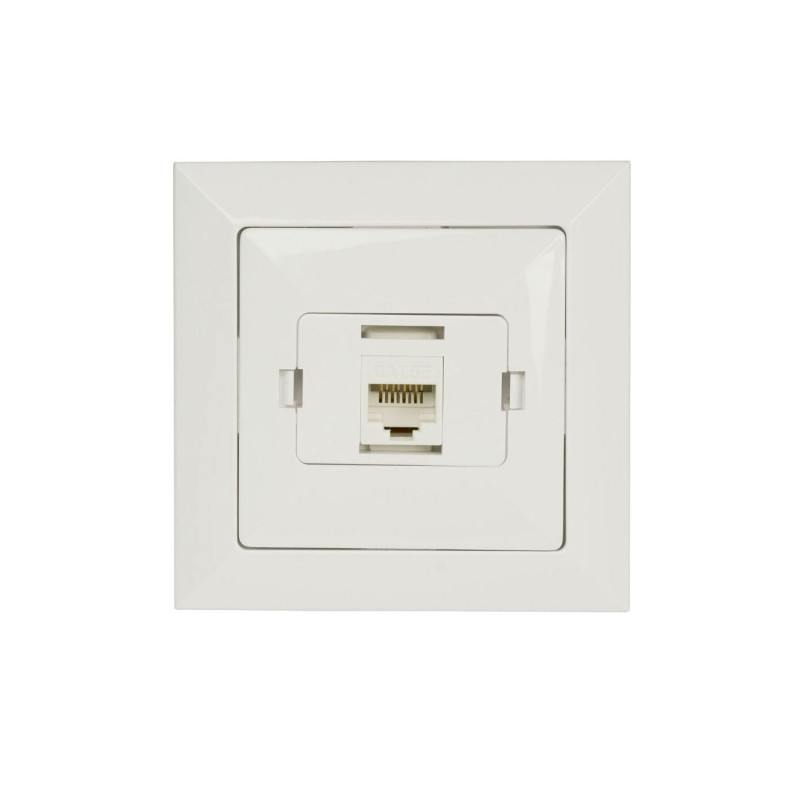 Priza internet Perla GTP-10P LSA/GTP-18C, cat. 6, incastrata, rama inclusa, alba