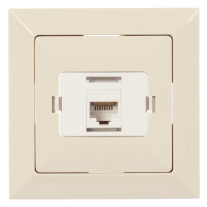 Priza internet Perla GTP-18C, incastrata, rama inclusa, bej