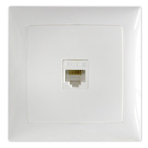 Priza internet RJ45 cat. 5E Hoff Top, incastrata, rama inclusa, alba
