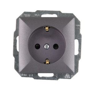 Priza schuko simpla Abex Perla PT-17 P, incastrata, contact de protectie, antracit