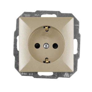 Priza schuko simpla Abex Perla PT-17 P, incastrata, contact de protectie, satin