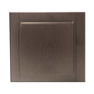 Priza schuko simpla Comtec Anemon, incastrata, rama inclusa, cu capac, contact de protectie, stejar