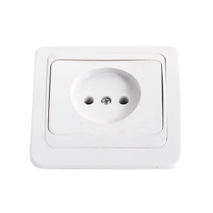 Priza schuko simpla Comtec Eco, incastrata, rama inclusa, alba