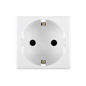 Priza schuko simpla Gewiss System GW20265, incastrata, modulara - 2, contact de protectie, alba