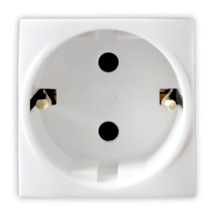 Priza schuko simpla Hoff, incastrata, modulara - 2, contact de protectie, 16A, alba