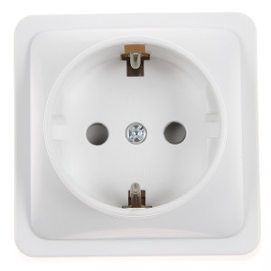 Priza schuko simpla Hoff Mini, aparenta, contact de protectie, 10A, alba