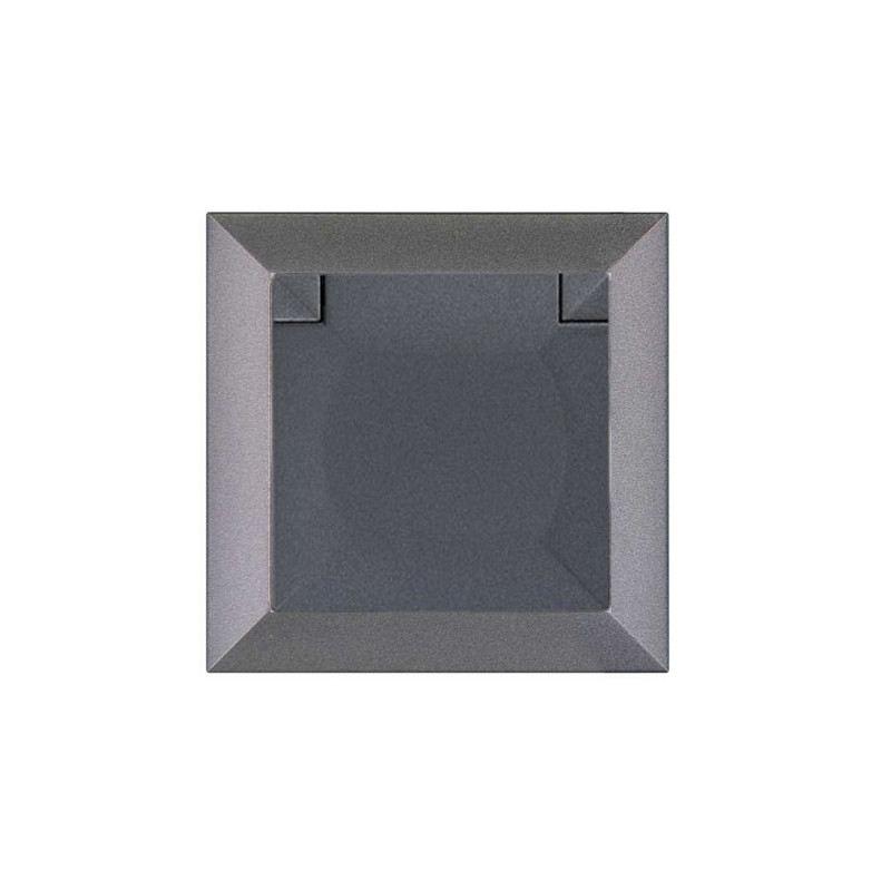 Priza simpla Abex Perla PT-17 PH, incastrata, cu capac, contact de protectie, antracit