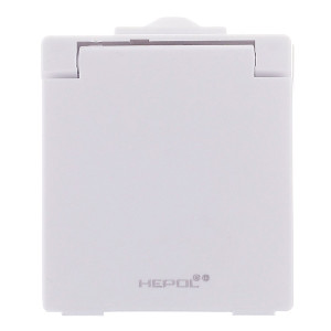 Priza simpla Hepol AG, aparenta, cu capac, contact de protectie, alba