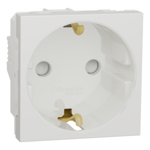 Priza simpla Schneider Electric Noua Unica NU303718, incastrata, modulara - 2, contact de protectie, protectie copii, 2P+E, 16A,