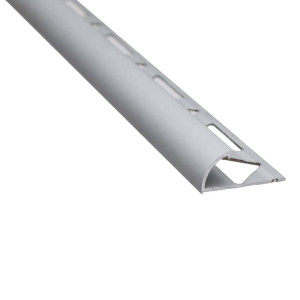 Profil aluminiu de colt exterior pentru gresie si faianta, S53, rotund, argintiu, 10 x 2500 mm