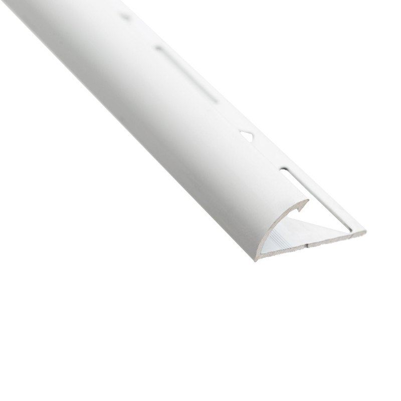 Profil aluminiu de colt exterior rotund pentru gresie si faianta, SET S53, alb, 10 x 2500 mm