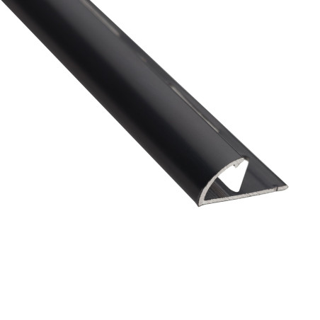 Profil aluminiu de colt exterior rotund pentru gresie si faianta, SET S53, negru, 10 x 2500 mm