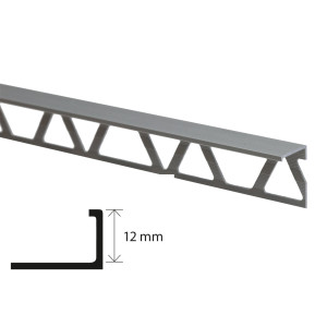 Profil aluminiu terminatie gresie si faianta, SET S52, argintiu, 12 x 21 x 2.500 mm
