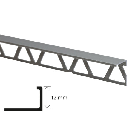 Profil aluminiu terminatie gresie si faianta, SET S52, argintiu, 12 x 21 x 2.500 mm