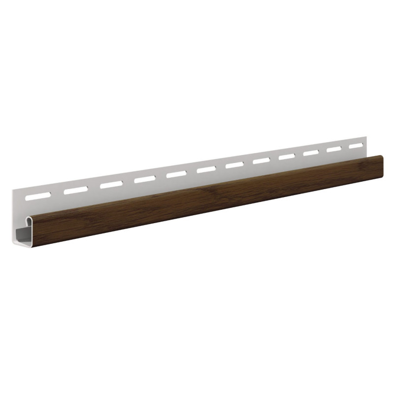 Profil margine J Vox SVP-15 pentru lambriu exterior, PVC, nuc, 3.05 m