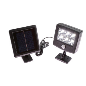 Proiector solar cu LED Hoff, 0.5W, 200lm, lumina rece, cu senzor de miscare, negru, IP44, exterior