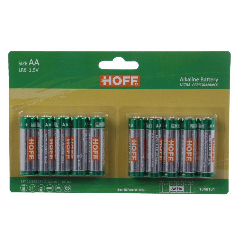 Baterie Hoff, AA / LR6, 1.5V, alcalina, 10 buc