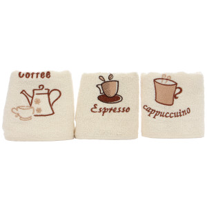 Prosop bucatarie, bumbac, model fructe / cafea, diverse modele, 50 x 30 cm, set 3 bucati