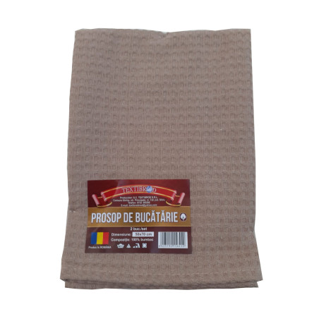 Prosop bucatarie Fagure, bumbac, bej, 50 x 70 cm, set 2 bucati