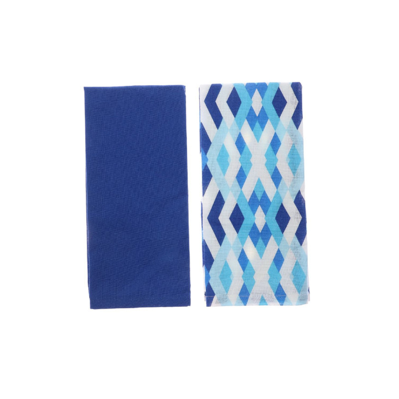 Prosop bucatarie SSE-OTC-10027, bumbac, alb + albastru, 40 x 60 cm, set 2 bucati