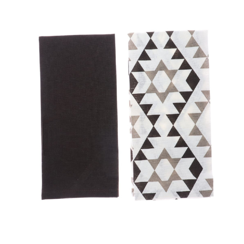 Prosop bucatarie SSE-OTC-10153, bumbac, alb + maro, 40 x 60 cm, set 2 bucati