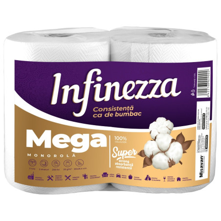 Prosop hartie Infinezza Mega, alb, 2 straturi, 2 bucati / set, L 82 m