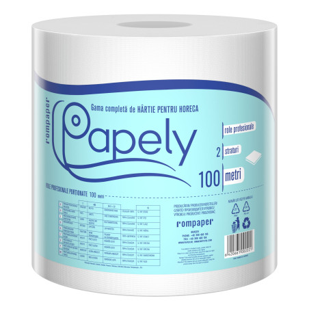 Prosop hartie Papely, alb, 2 straturi, L 100 m