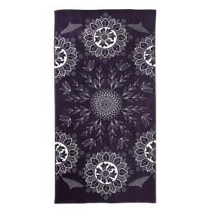 Prosop plaja Caressa Design No 5, bumbac, mov inchis + alb, 80 x 160 cm, 320 g/mp