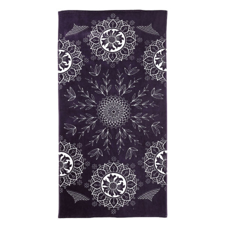 Prosop plaja Caressa Design No 5, bumbac, mov inchis + alb, 80 x 160 cm, 320 g/mp