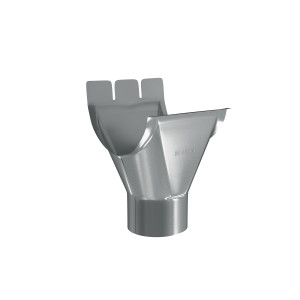 Racord jgheab 125 mm - burlan 90 mm, pentru sistem pluvial, Bilka, metalic, argintiu (RAL 9006), lucios