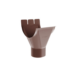 Racord jgheab 125 mm - burlan 90 mm, pentru sistem pluvial, Bilka, metalic, maro ciocolatiu (RAL 8017), mat, 0.6 mm