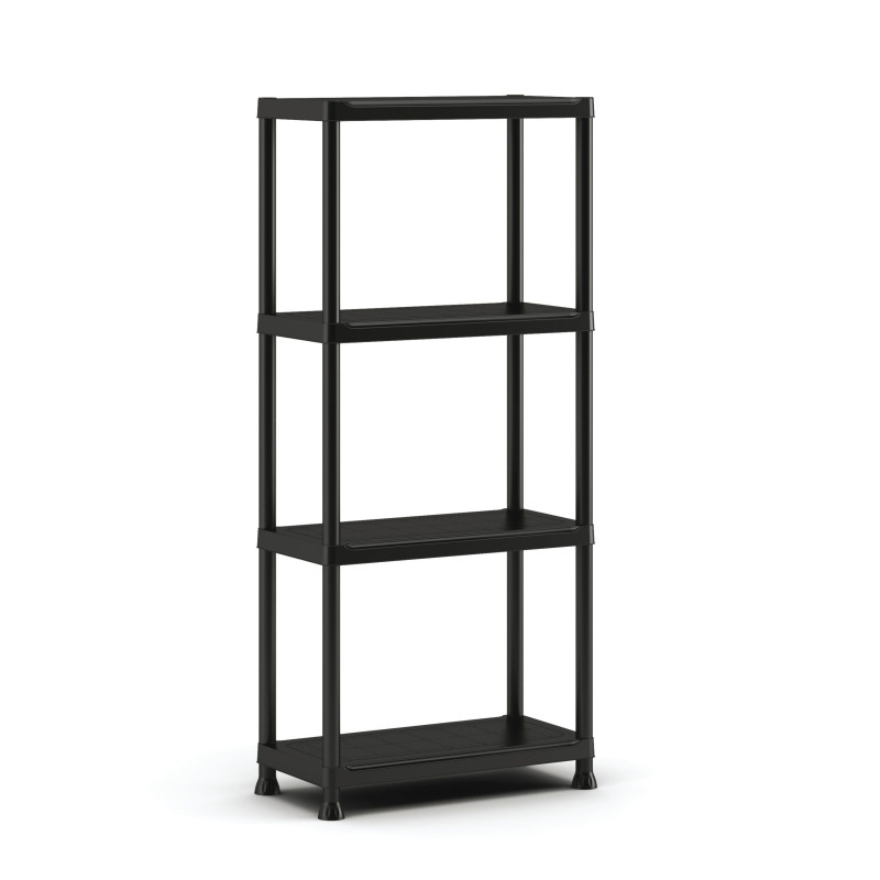 Raft din plastic, pentru depozitare, Keter Plus Shelf 60/4, 60 x 30 x 135 cm, negru, 20 kg/polita